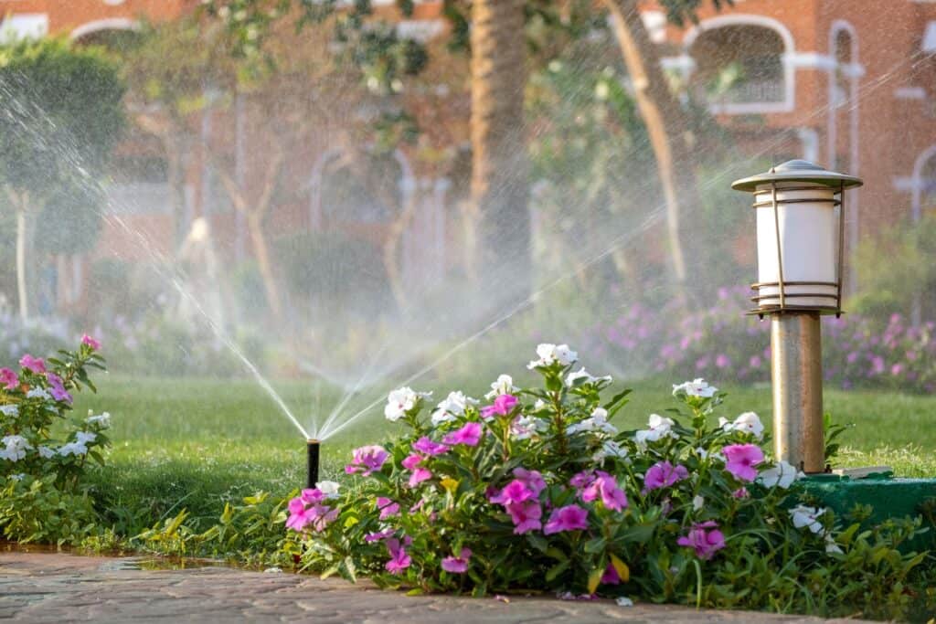 plastic-sprinkler-irrigating-flower-bed-on-grass-l-2023-11-27-05-06-42-utc-mp8vyLnvWkuvOXpJ (1) - losangelesgardenpros.com